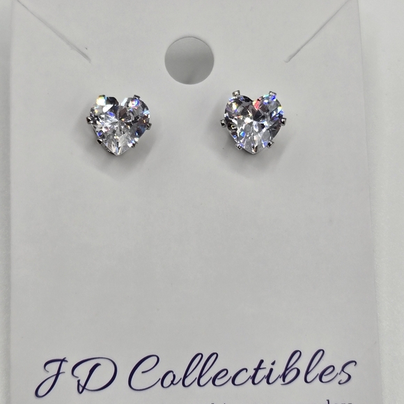 Swarovski Jewelry - Crystal Heart Stud Earrings Made w Swarovski Crystals Silver Overlay